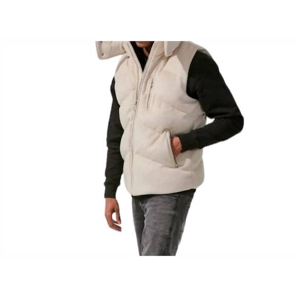 NEW JORDAN CRAIG tahoe wool puffer vest in oatmeal - Picture 1 of 4